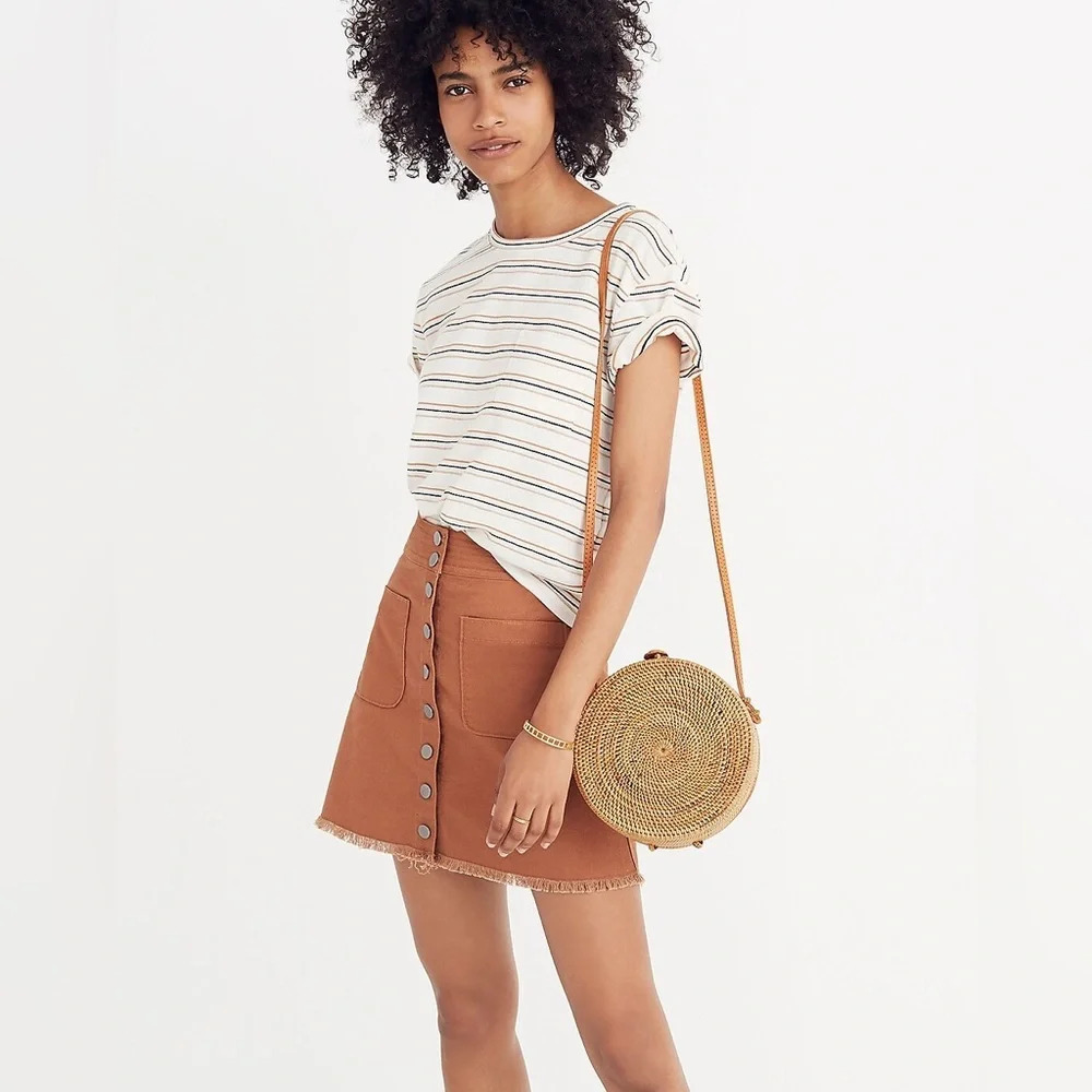 Madewell Hi Waisted Snap Skirt Brown Size 14
